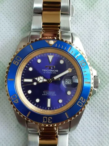 TECHNOS 다이버 워치 파랑 금
