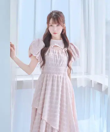 로제뮤즈 RoseMuse 자카드 체크 드레스 핑크