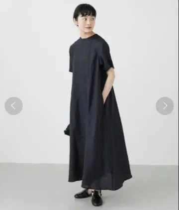카구레 린넨 A 라인 원피스 블랙 프리 사이즈