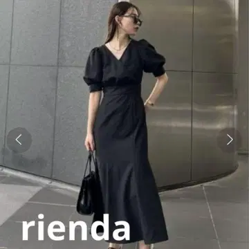 rienda 백 리본 머메이드 원피스 블랙