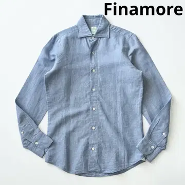 Finamore 피나모레 와이드 칼라 코튼 린넨 셔츠 37