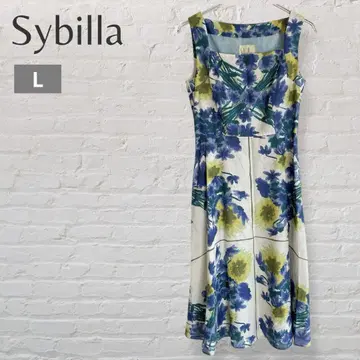 Sybilla 시빌라 A 라인 원피스 플라워 프린트 꽃무늬 실크 혼방 L