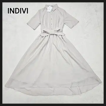 [택 포함 새상품] INDIVI 셔츠 원피스 롱 기장 허리 리본