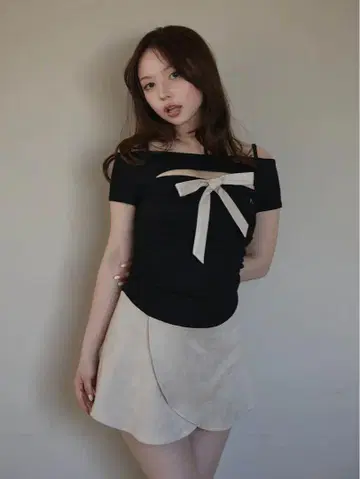 풍선 리본 세트 드레스 블랙
