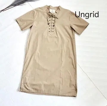 언그리드 원피스 튜닉 반팔 무릎 아래 Ungrid 라이트 브라운