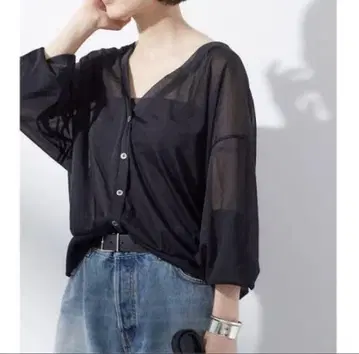 오간자 가디건 블랙