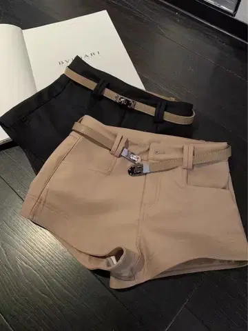 벨트 포함 숏 팬츠 2색 세트