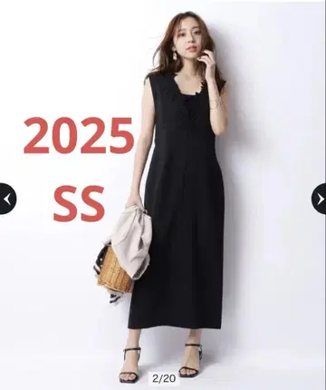 JUSGLITTY 레이스 V 넥 잔스카 슬리브리스 원피스 블랙