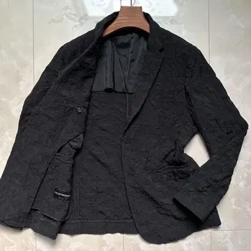 2XL 상당 엠포리오 아르마니 테일러드 자켓 엠보싱 백 오픈 블랙