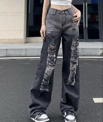 데미지 데님 M