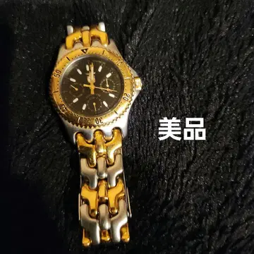ELGIN 쿼츠 손목시계 블랙 다이얼 금 베젤