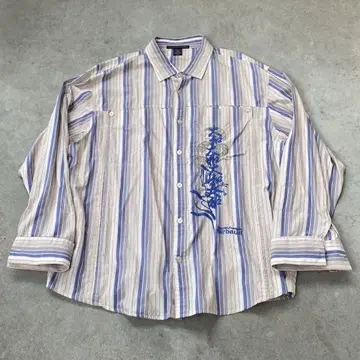 90s 마리떼 프랑소와 저버 긴팔 셔츠 자수 구제 의류 스트라이프 2XL