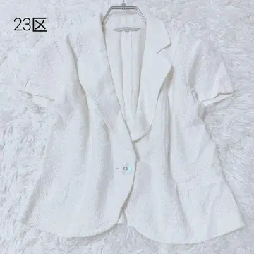 니주산쿠 23구 자켓 화이트 사이즈 38 반팔 캐주얼 무지