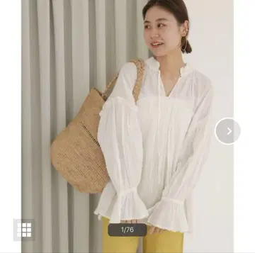저널 스탠다드 리룸 코튼 보일 크링클 프릴 개더 블라우스