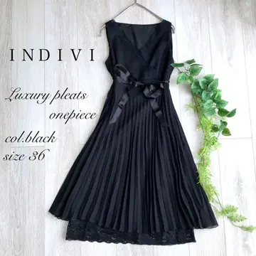 INDIVI 인디비 원피스 슬리브리스 블랙 플리츠 S