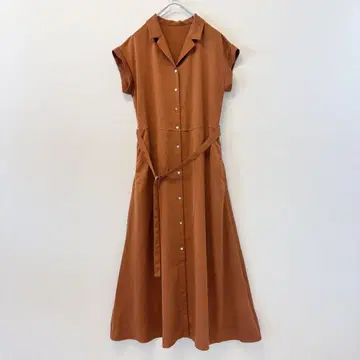 로즈버드 ROSE BUD 셔츠 원피스 반팔 브라운