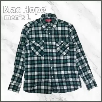 Mac Hope 체크 무늬 셔츠 면 그린 L 빈티지 아카이브