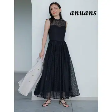 anuans 데콜테 시어 레이스 원피스