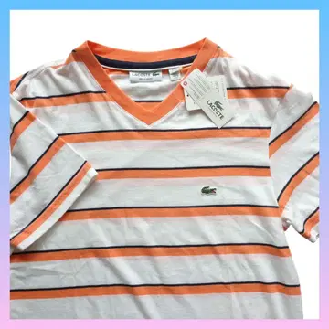 라코스테 LACOSTE V넥 반팔 티셔츠 오렌지 계열 /2