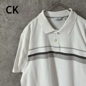 CK 캘빈클라인 보더 피케 셔츠 코튼 남성용 M 사이즈