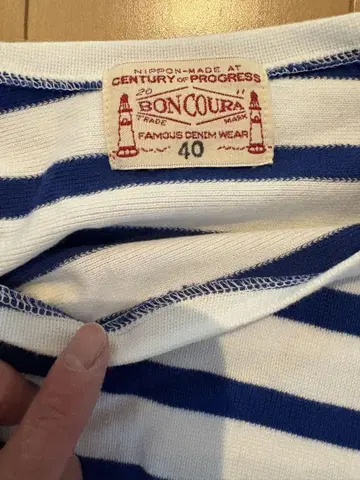 BONCOURA 봉쿠라 브레톤 셔츠! 블루 화이트 사이즈 40