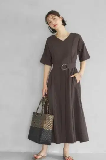 스타일 델리 여름의 산뜻한 벨트 원피스 01 브라운 styledeli