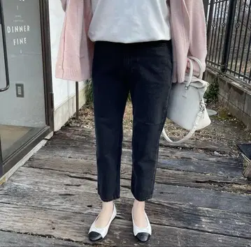 selectshop k 스트레이트 핏 앵클 데님 블랙