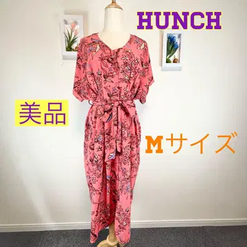 z484 새상품급 HUNCH 꽃무늬 반팔 원피스 M 사이즈 벨트 포함