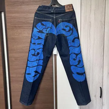 EVISU 마이티 오오구로 빅 사이즈 인디고 데님 팬츠