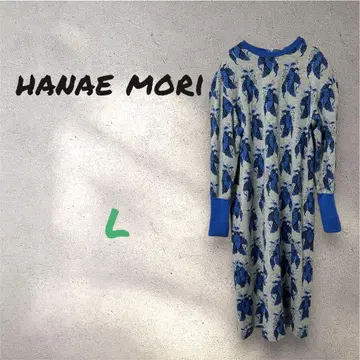 Hanae Mori 하나에모리 어깨 패드 포함 꽃무늬 니트 원피스 L