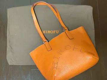 HIROFU 오렌지 가죽 토트백