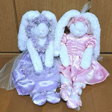 레트로] 토끼 봉제 인형 발레 발레리나 2 개 세트 약 60cm