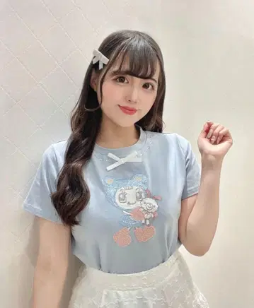 EVELYN 메조 피아노 에블린 베리에짱 티셔츠 블루