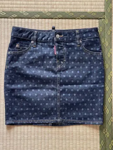 Dsquared 도트 무늬 데님 타이트 스커트 38 S