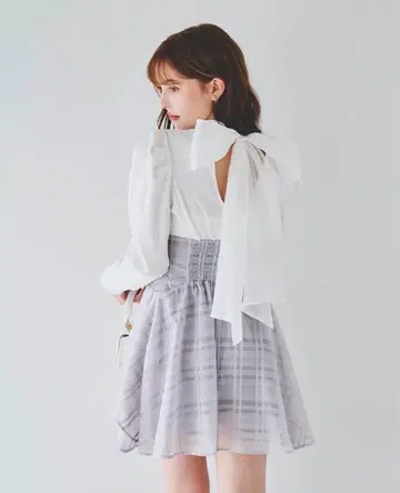 백 리본 파워 숄더 미니 코르셋 원피스