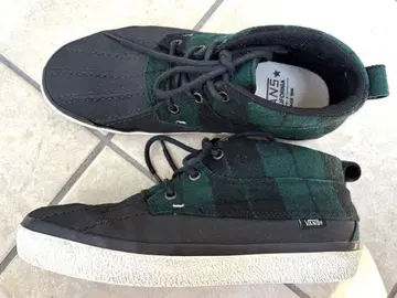 VANS 블랙/그린 체크 하이컷 스니커즈