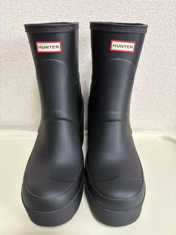 HUNTER 헌터 숏 레인부츠 웨지솔 블랙 24.5cm 정도