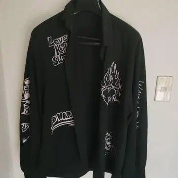 Ed Hardy 블랙 긴팔 셔츠 그래픽 프린트 L