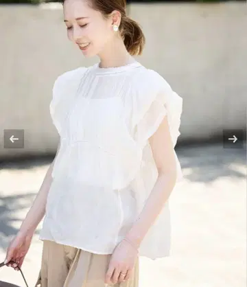 SLOBE IENA 슬로브 이에나 라미 프릴 핀턱 블라우스 화이트