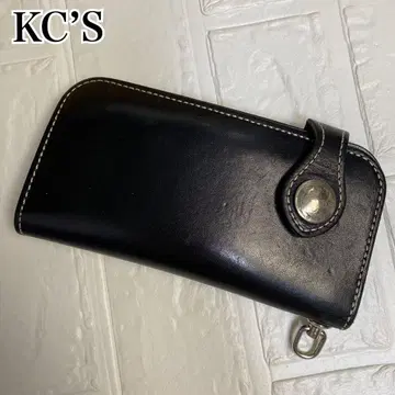 KC's 가죽 롱 지갑 블랙 네이비 천연 가죽 케이시즈
