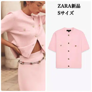 ZARA 숏 슬리브 니트 가디건 S 새상품 핑크