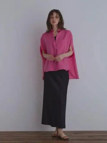 LE PHIL 루필 린넨 브로드 서클 블라우스 핑크