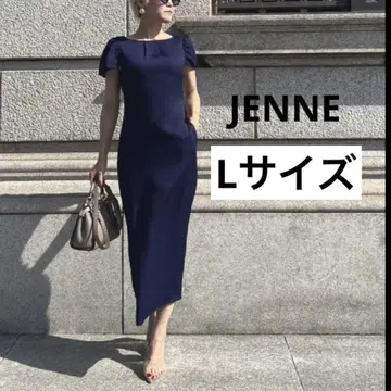 새상품급 JENNE 제네 L 미 라인 스트레이트 원피스 네이비