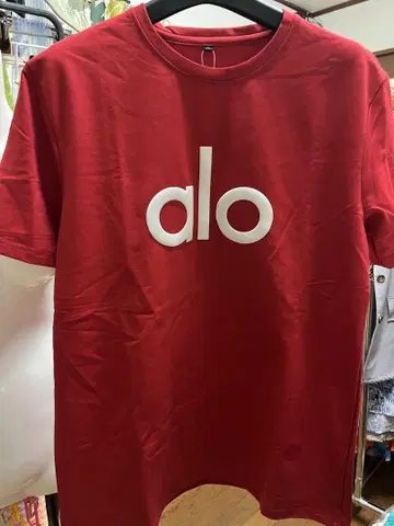 alo 로고 빨간색 티셔츠 반팔