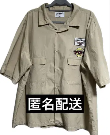 UNION76 반팔 셔츠 오픈 카라 와펜 4L