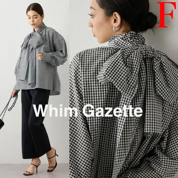 Whim Gazette 깅엄 체크 보타이 블라우스 F