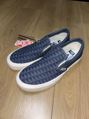 Vans 슬립온 네이비 다이아몬드 패턴 26.5cm