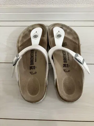 BIRKENSTOCK 화이트 플립플랍 샌들 기제 36, 23.0cm
