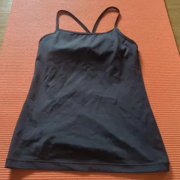 Japanese 요가 블랙 스트랩 탱크탑 로고 자수