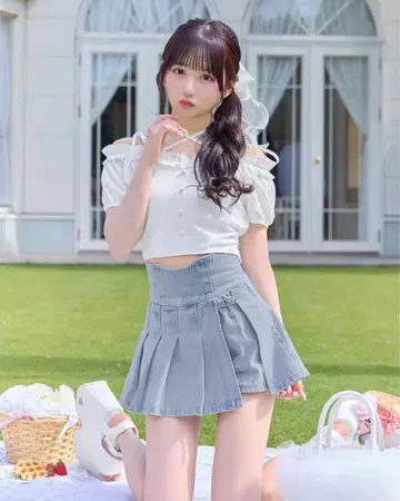 미셸 마카롱 미니 길이 플리츠 스커트